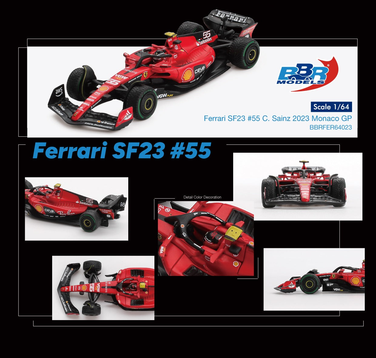 Ferarri SF23 #55 C. Sainz F1 2023 Monaco GP