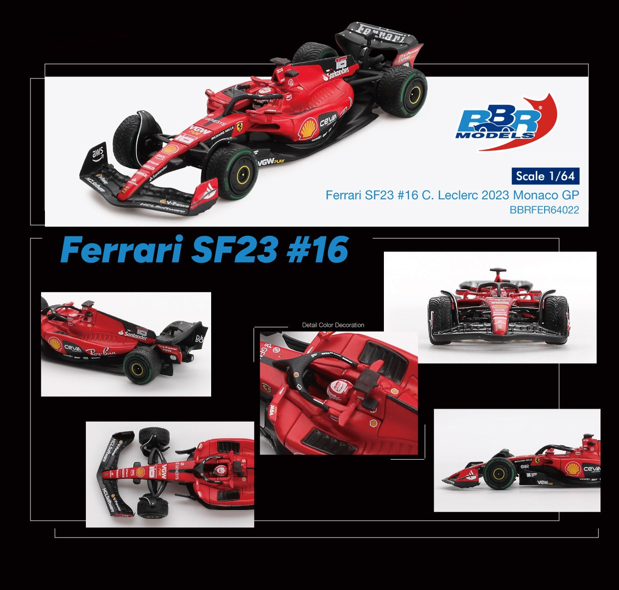 Ferrari SF23 #16 C. Leclerc F1 2023 Monaco GP