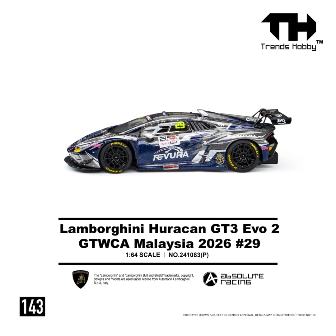 Lamborghini Huracan GT3 EVO2 DTM GTWCA Malaysia 2026 Black-Blue #29