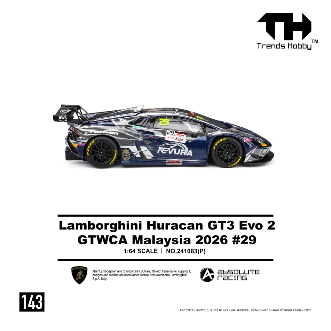 Lamborghini Huracan GT3 EVO2 DTM GTWCA Malaysia 2026 Black-Blue #29